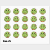 Kawaii Cactus Octopus Ronde Sticker (Vel)