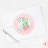 Kawaii cactus omarmen je ware zelf ronde sticker (Envelop)