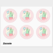 Kawaii cactus omarmen je ware zelf ronde sticker (Vel)