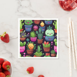 Kawaii Cactus Papieren Servetten
