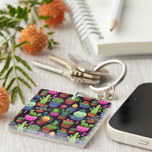 Kawaii Cactus Sleutelhanger (Voorkant Rechts)