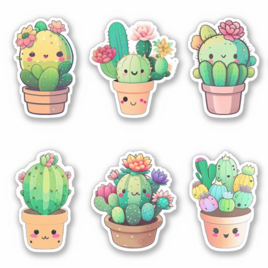Kawaii Cactus Sticker (Voorkant)