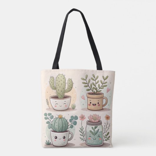 Kawaii Cactus & Succulents Tas (Achterkant)