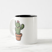 Kawaii Cactus Tweekleurige Koffiemok (Voorkant links)
