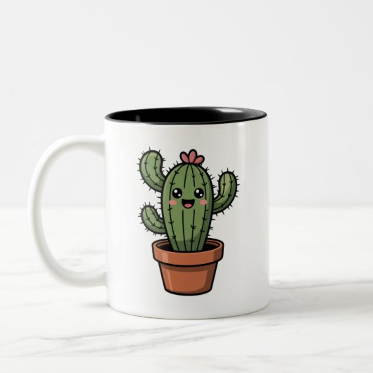 Kawaii Cactus Tweekleurige Koffiemok (Links)