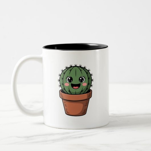Kawaii Cactus Tweekleurige Koffiemok (Links)