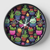 Kawaii Cactus Wandklok (Voorkant)