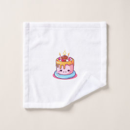 Kawaii cake doekje, flanel, cute rond washandje