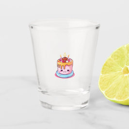 Kawaii cake glas, cute rond shot glas