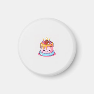 Kawaii cake magneet, cute rond magneet