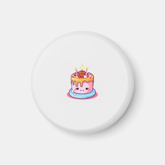 Kawaii cake magneet, cute rond  magneet (Voorkant)