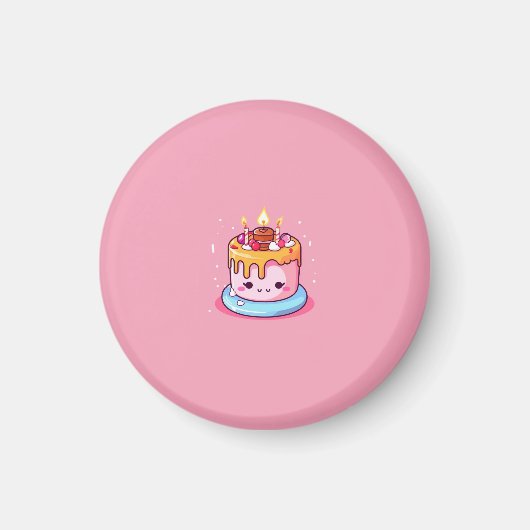 Kawaii cake magneet roze (Voorkant)
