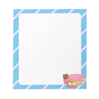 Kawaii Cake on a Striped Background Notitieblok