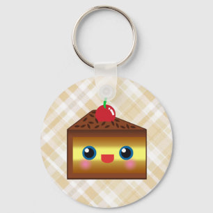 Kawaii Cake Pie Chocolate Vanilla Cream Cherry Yum Sleutelhanger