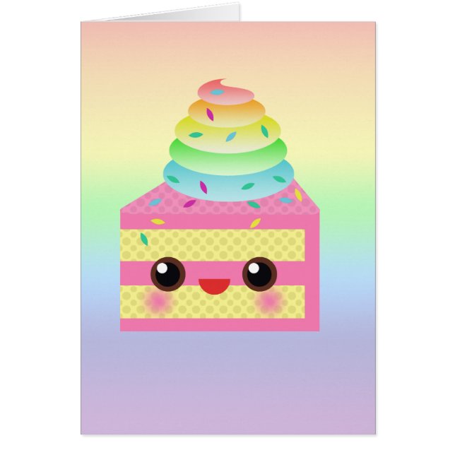 Kawaii Cake Pink Rainbow Sprinkles Fun Dessert (Voorkant)