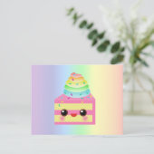 Kawaii Cake Pink Rainbow Sprinkles Fun Dessert Briefkaart (Staand voorkant)