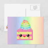 Kawaii Cake Pink Rainbow Sprinkles Fun Dessert Briefkaart (Voorkant / Achterkant)