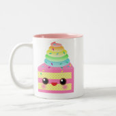 Kawaii Cake Pink Rainbow Sprinkles Fun Dessert Tweekleurige Koffiemok (Links)