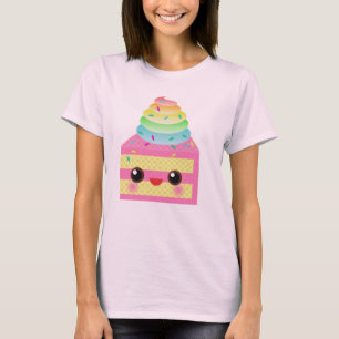 Kawaii Cake Roze Regenboog Strooisel Leuke Taart T-shirt