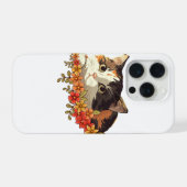 Kawaii Calico Cat Floral Peeking Art iPhone Hoesje (Achterkant horizontaal)