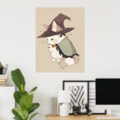 Kawaii Calico Cat Speel een heks Poster (Thuiskantoor)