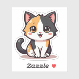 Kawaii Calico kat met hart ogen Sticker