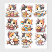 kawaii calico kattenmuffin Custom-Cut Vinyl Sticke Sticker (Vel)