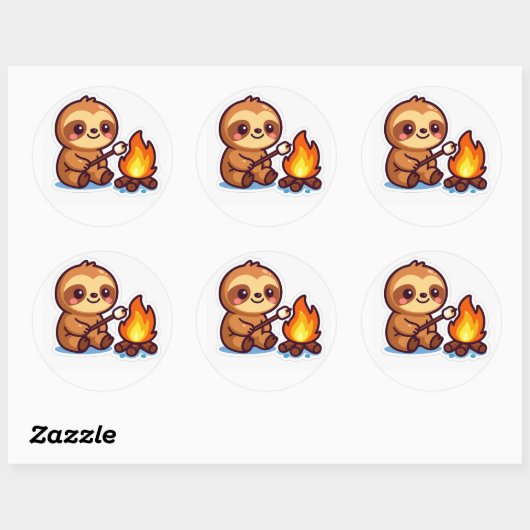 Kawaii Campfire Sloth Sticker (Vel)