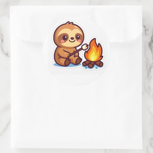 Kawaii Campfire Sloth Sticker (Tas)