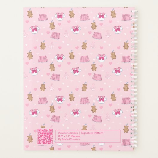 "Kawaii Campus" Preppy Personalized Planner (Achterkant)