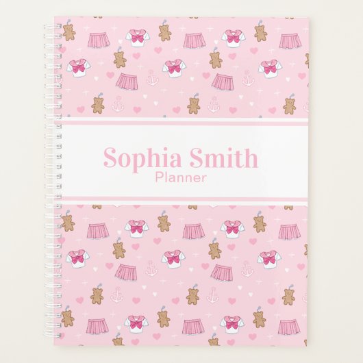 "Kawaii Campus" Preppy Personalized Planner (Voorkant)