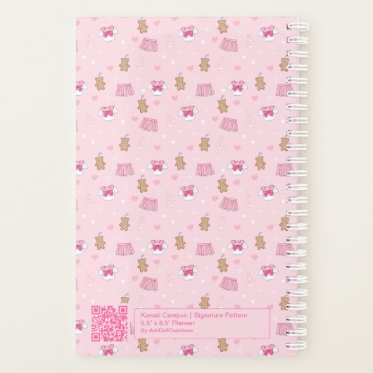 "Kawaii Campus" Preppy Personalized Planner (Achterkant)