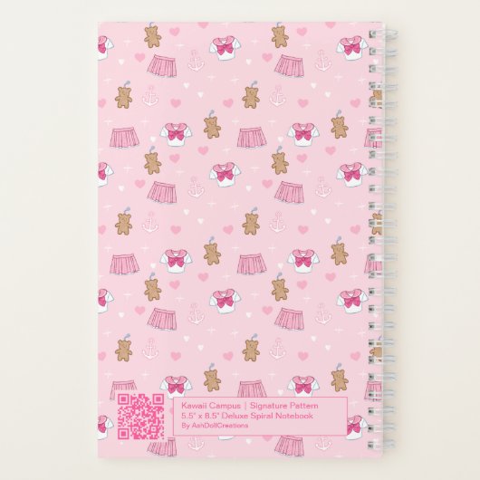 "Kawaii Campus" Preppy Schoolgirl Plain Notebook Notitieboek (Achterkant)