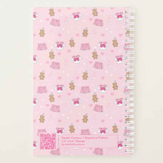 "Kawaii Campus" Preppy Schoolgirl Plain Planner (Achterkant)