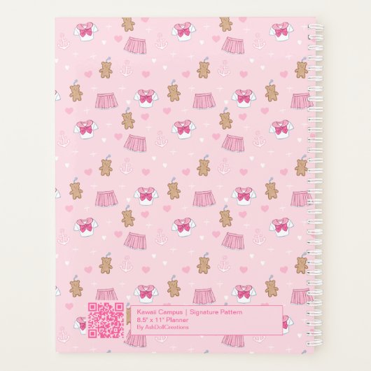 "Kawaii Campus" Preppy Schoolgirl Plain Planner (Achterkant)