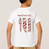 Kawaii Candy Cane Crew | Schattigee kerstschool T-shirt (Achterkant)