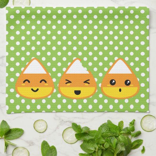 Kawaii Candy Corn Kitchen Towel Theedoek (Gevouwen)