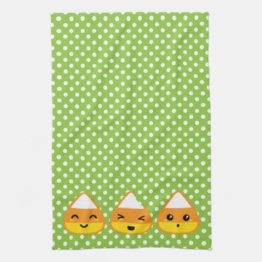 Kawaii Candy Corn Kitchen Towel Theedoek (Verticaal)
