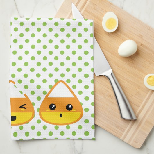 Kawaii Candy Corn Kitchen Towel Theedoek (Quarter Fold)