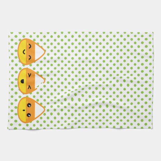 Kawaii Candy Corn Kitchen Towel Theedoek (Horizontaal)