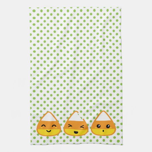 Kawaii Candy Corn Kitchen Towel Theedoek (Verticaal)