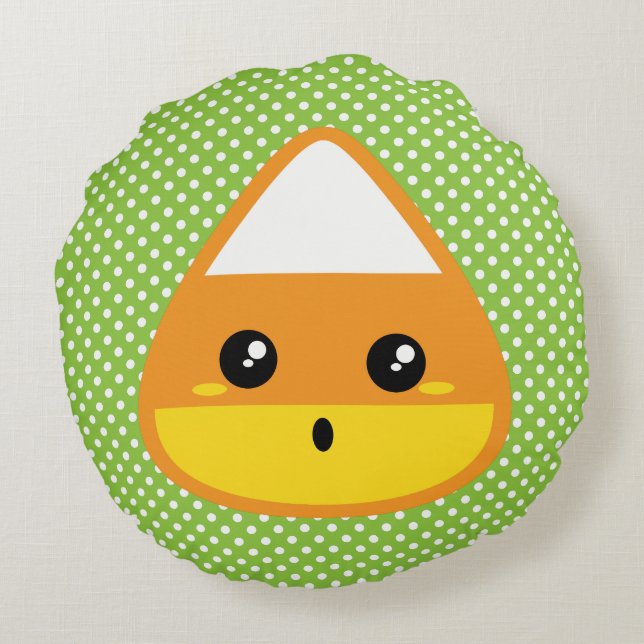 Kawaii Candy Corn Round Pillow Rond Kussen (Achterkant)
