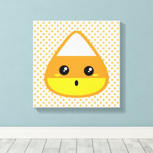 Kawaii Candy Corn Wrapped Canvas (Insitu (Houten vloer))