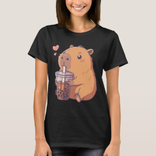 Kawaii Capybara Drinkt Bubble Tea Boba Capybara T-shirt