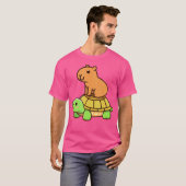 Kawaii Capybara en Turtle rugzak T-shirt (Voorkant volledig)