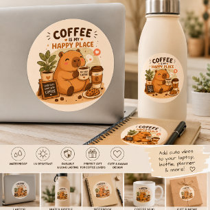 Kawaii Capybara Koffie Sticker   Schattige Koffiel