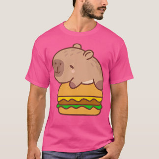 Kawaii Capybara op een hamburger leuk ontwerp op e T-shirt