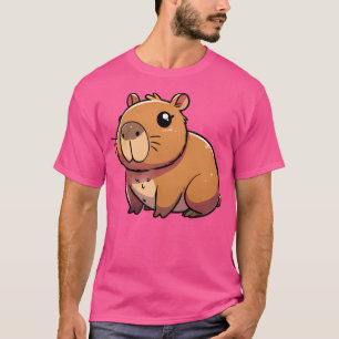 Kawaii Capybara Schattigee Chubby knaagdier met gr T-shirt