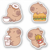 Kawaii Capybara Sticker Pack (Voorkant)