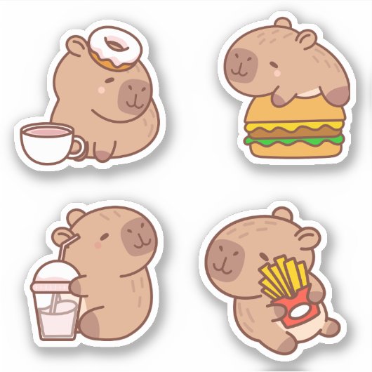 Kawaii Capybara Sticker Pack (Voorkant)